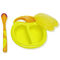 کاسه ها و قاشق های مخصوص تغذیه کودک با رنگ زرد و آسان BPA رایگان