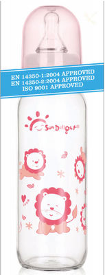 بطری های شیشه تغذیه کودک شیشه ای گردن استاندارد 9oz 250ml مقاوم در برابر حرارت